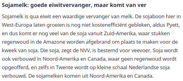 Gerectificeerd Artikel Nu.nl een rectificatie door nu.nl dat sojamelk toch niet uit regenwoud in de Amazone komt