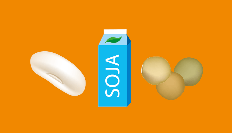 Peulvruchten, tofu, tempeh een pak sojamelk en peulvruchten