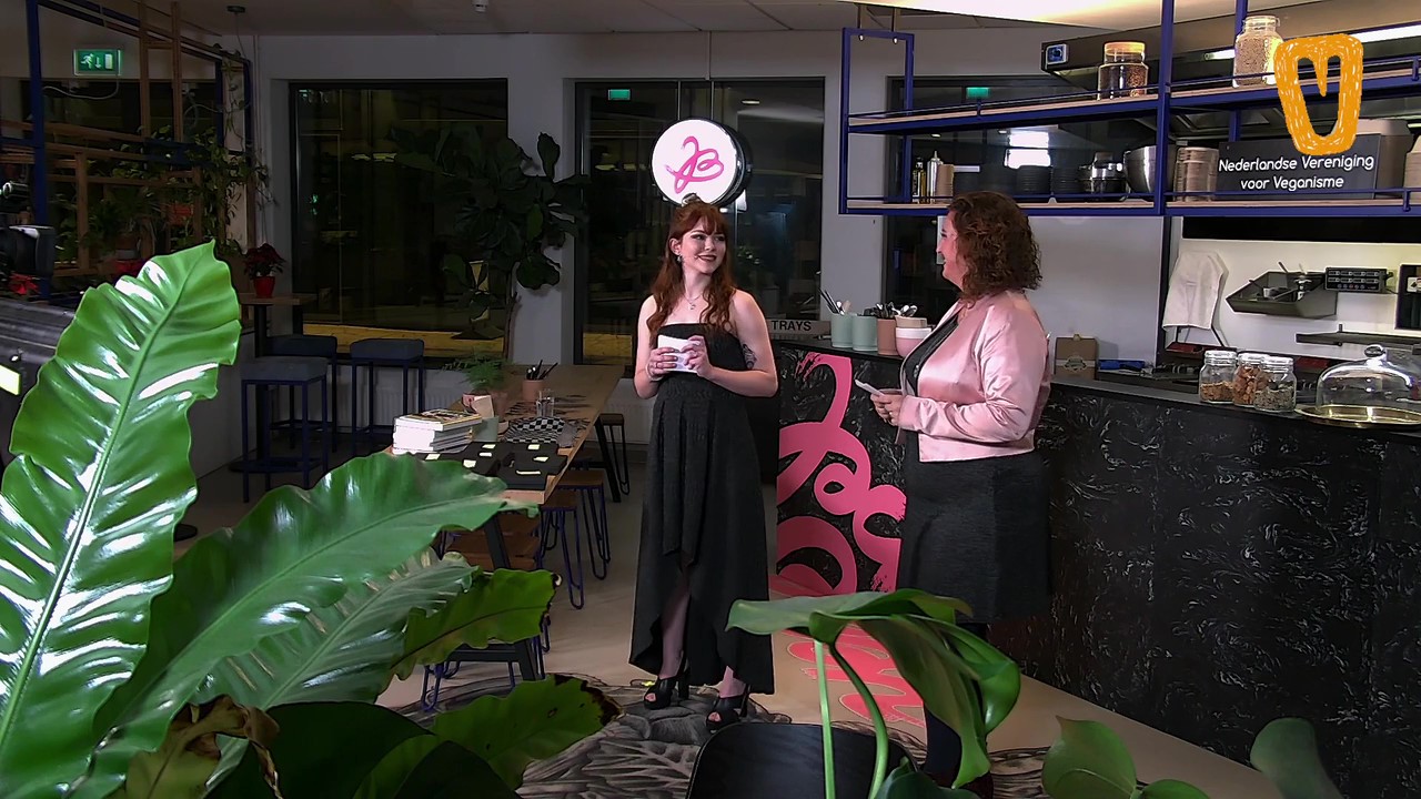 beide presentatoren tijdens de online live bekendmaking van de Vegan Awards 2021