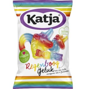 Zak regenboogkleurige vegan fruit-winegums van Katja