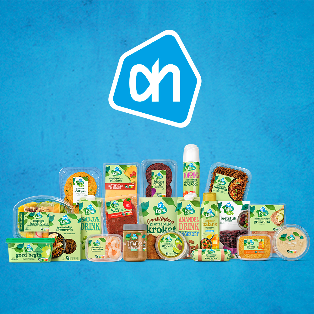 AHN1023588256-Vegan-Awards_Stemoproep_visual_wk43_1000x1000px_v4 diverse producten van de veganistische lijn Terra van Albert Heijn