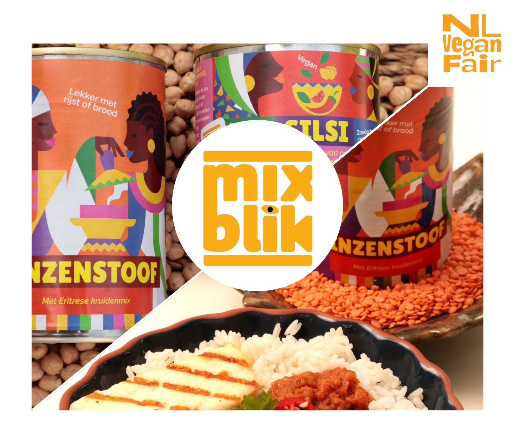 12. Mixblik Blikjes met gekruide peulvruchten van Mixblik en een maaltijd die hiermee is bereid