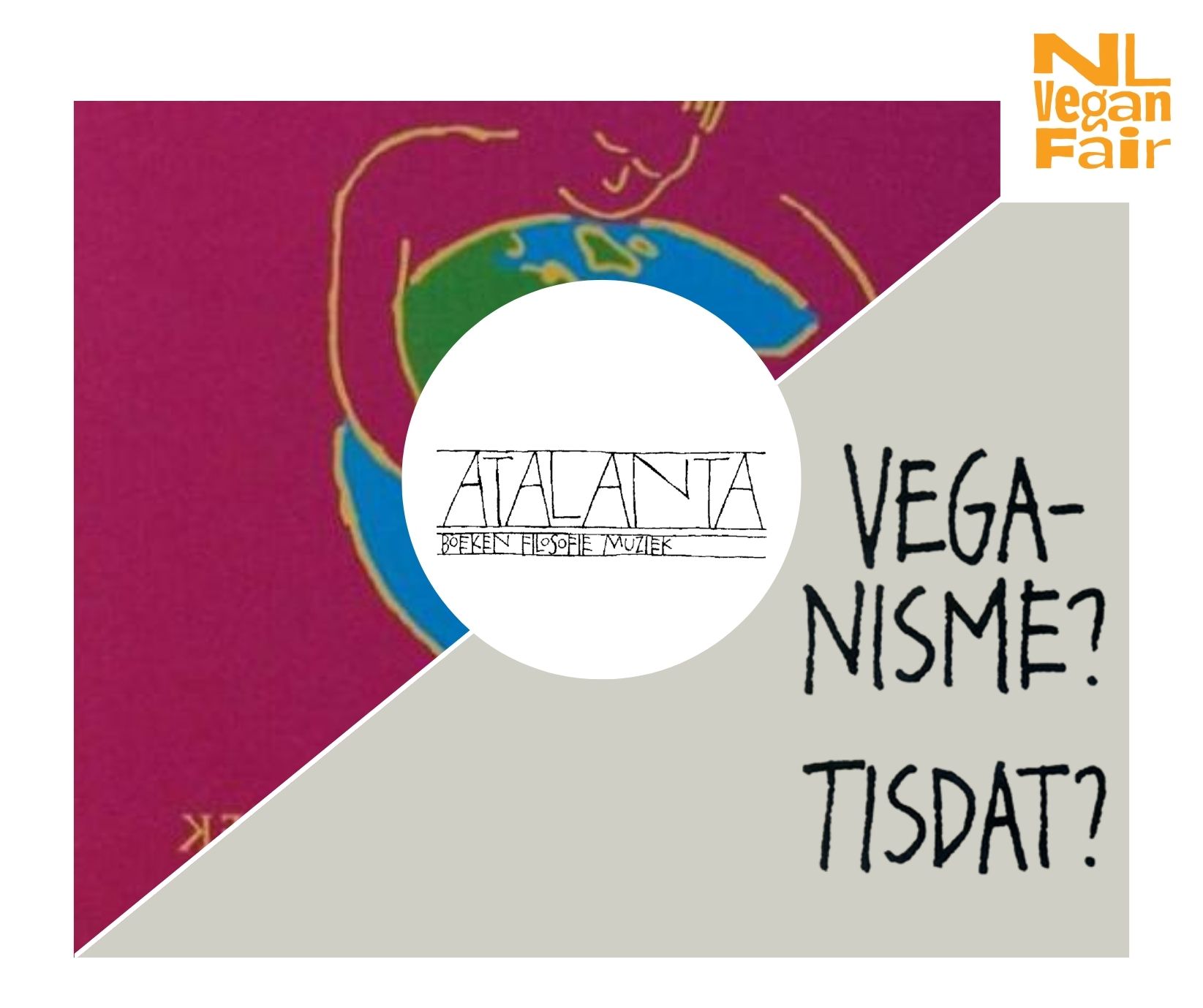 Atalanta Logo van Atalanta - boeken, filosofie, muziek met de tekst 'Veganisme? Tisdat?'