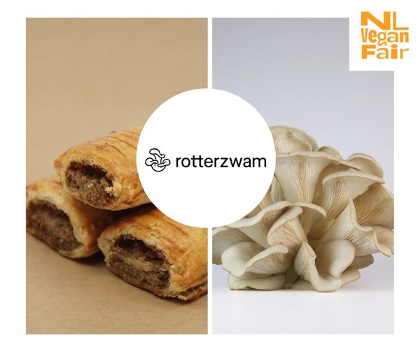 457378004_1047359723412895_7896590828441524056_n Een broodje gevuld met op koffiedik gekweekte oesterzwammen van Rotterzwam. Rechts een foto van een oesterzwam.