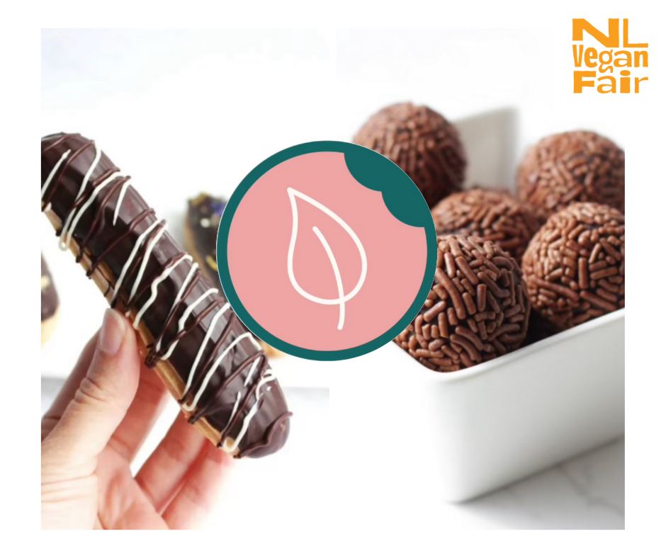 458406171_1051106433038224_8997795037268942949_n Een hand houdt een chocolade-eclair vast. In een bak liggen chocoladehagelballetjes.